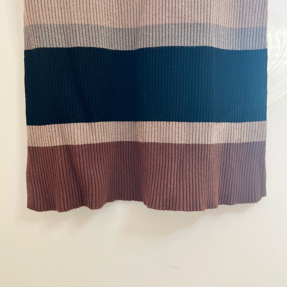 Evereve Color block Striped Sweater Dress Brown Black Long Sleeve - Picture 4 of 4
